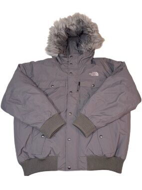 The North Face Gotham XXL Hyvent Jacket Coat Faux Fur Hood Gray EUC Waterproof